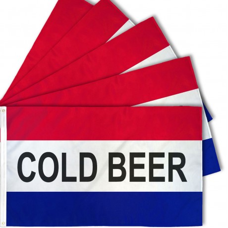 Cold Beer 3' x 5' Polyester Flag - 5 Pack